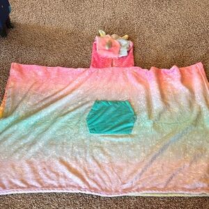 Unicorn Hooded Blanket with Pastel Colors